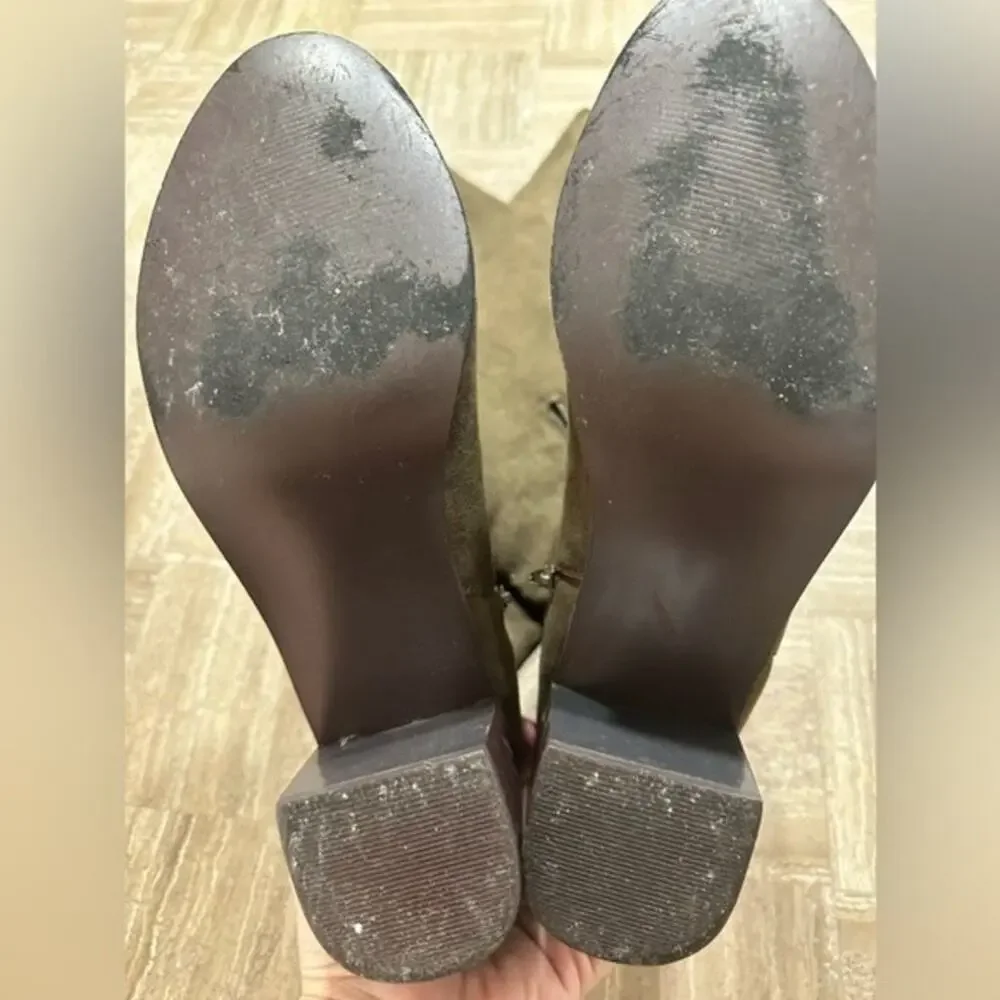 JustFab Alle Over the Knee Suede Boots 👢 in Olive Green Size 8.5